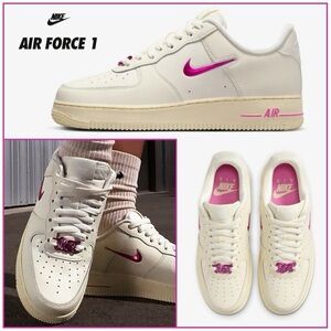 Nike Air Force 1‎ Women's Sneakers - Cream and Pink